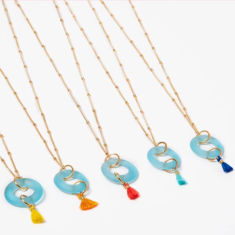 Aqua Sea Glass Quaste Halskette | Upcycled Bombay Saphir, Gold Gefüllt von SmartGlassKP