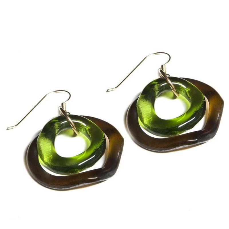 Art Deco Ohrringe Aus Upcyclingglas, 14K Gold Gefüllt von SmartGlassKP