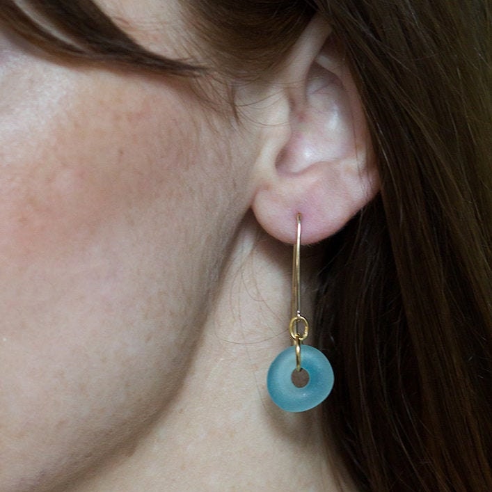 Recycelte Seeglas Creolen | Sterling Silber, Gold Fill von SmartGlassKP