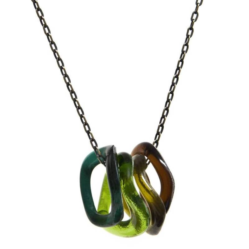 Halskette Mit Anhänger Aus Recyceltem Flaschenglas, Antike Messingkette von SmartGlassKP