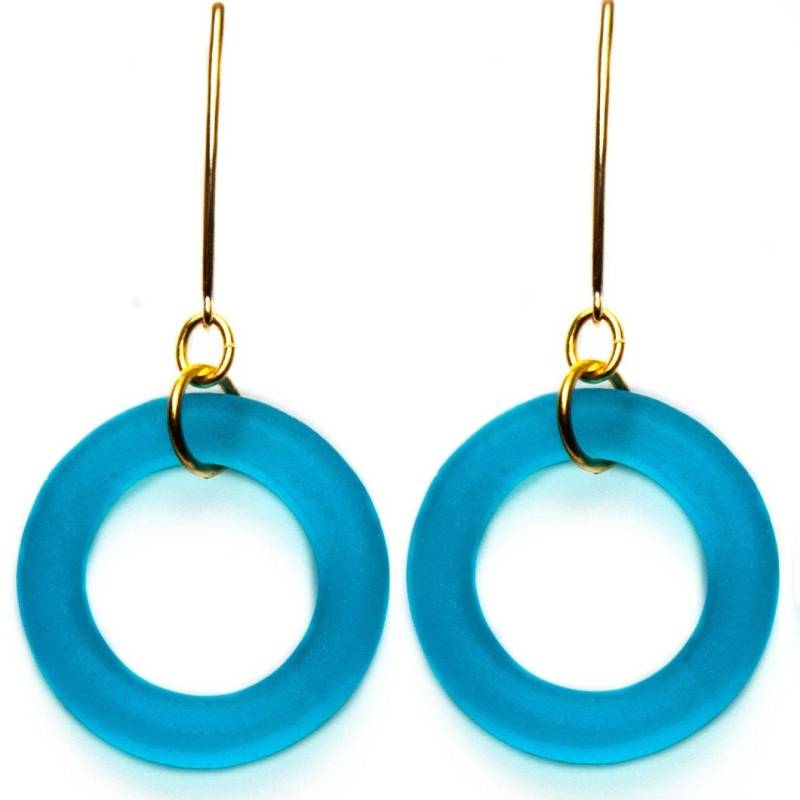 Aqua Sea Glass Creolen | Gold Fill, Nachhaltiger Schmuck von SmartGlassKP