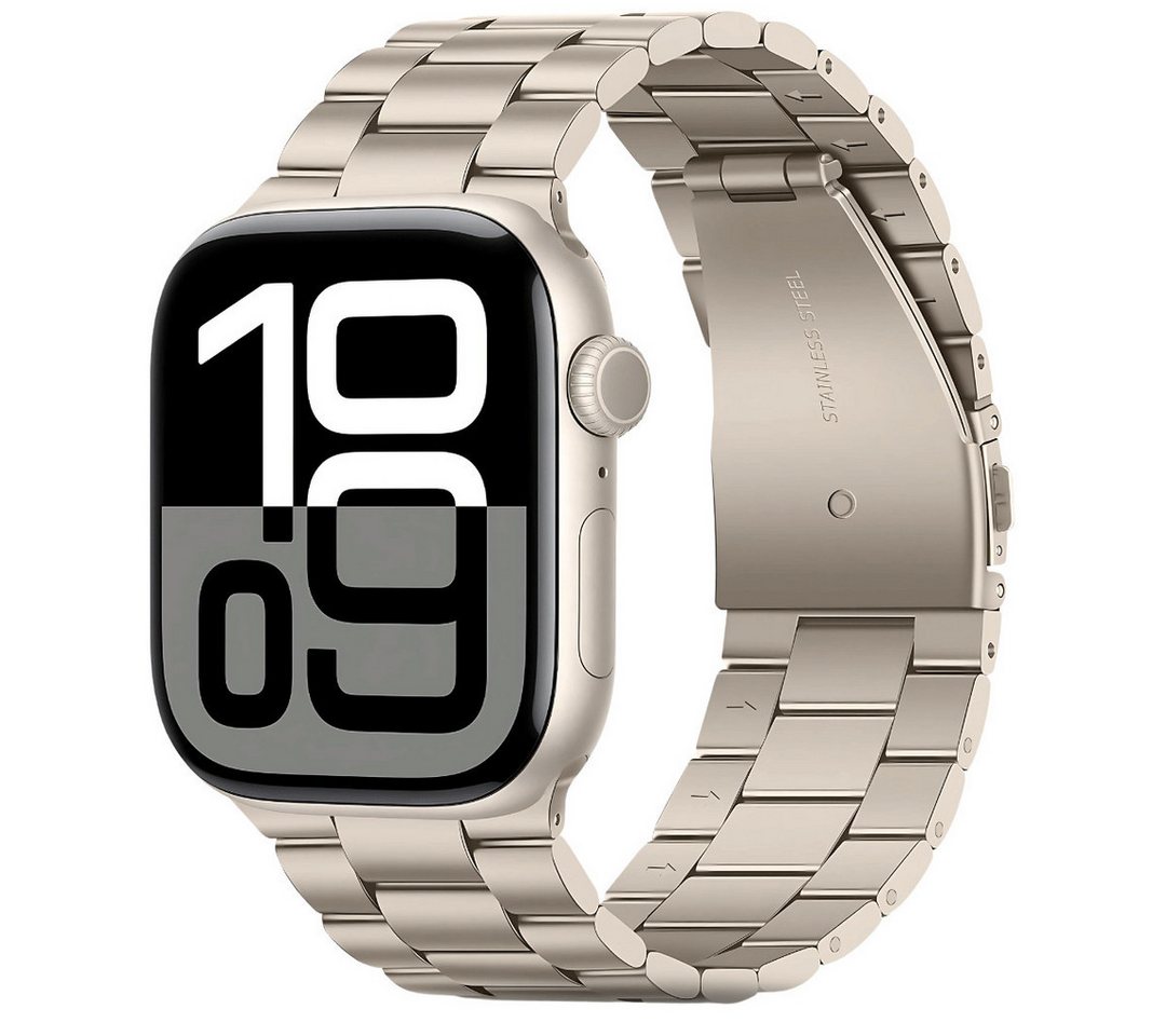 SmartUP Smartwatch-Armband für Apple Watch 1-10 / SE Ultra Metall Edelstahl Gliederarmband Ersatz, kompatibel mit allen Apple Watch Modellen, rostfreier Edelstahl SmartUP Smartwatch-Armband für Apple Watch 1-10 / SE Ultra Metall Edelstahl Gliederarmband Ersatz, kompatibel mit allen Apple Watch Modellen, rostfreier Edelstahl von SmartUP
