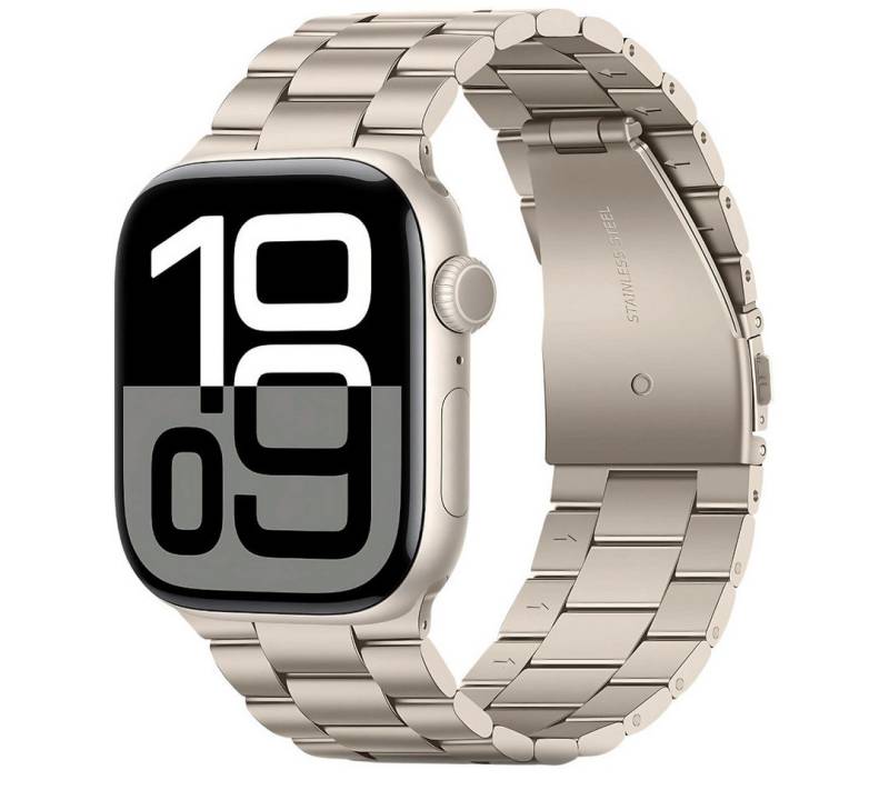 SmartUP Smartwatch-Armband für Apple Watch 1-10 / SE Ultra Metall Edelstahl Gliederarmband Ersatz, kompatibel mit allen Apple Watch Modellen, rostfreier Edelstahl SmartUP Smartwatch-Armband für Apple Watch 1-10 / SE Ultra Metall Edelstahl Gliederarmband Ersatz, kompatibel mit allen Apple Watch Modellen, rostfreier Edelstahl von SmartUP
