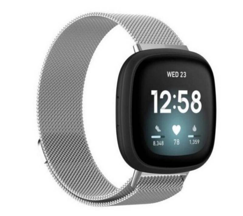 SmartUP Smartwatch-Armband für Fitbit Versa 4 Magnetisches Edelstahl Armband Milanese Ersatzband, Atmungaktiv, zeitloses Design, stufenlos verstellbar von SmartUP