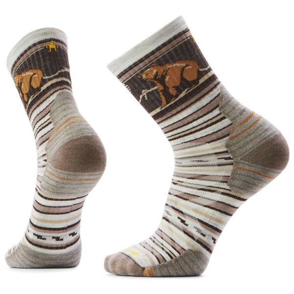 Smartwool - Hike Targeted Cushion Bear Stripe Mid Crew Socks - Wandersocken Gr M grau von SmartWool