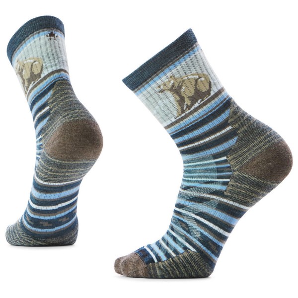 Smartwool - Hike Targeted Cushion Bear Stripe Mid Crew Socks - Wandersocken Gr XL grau von SmartWool