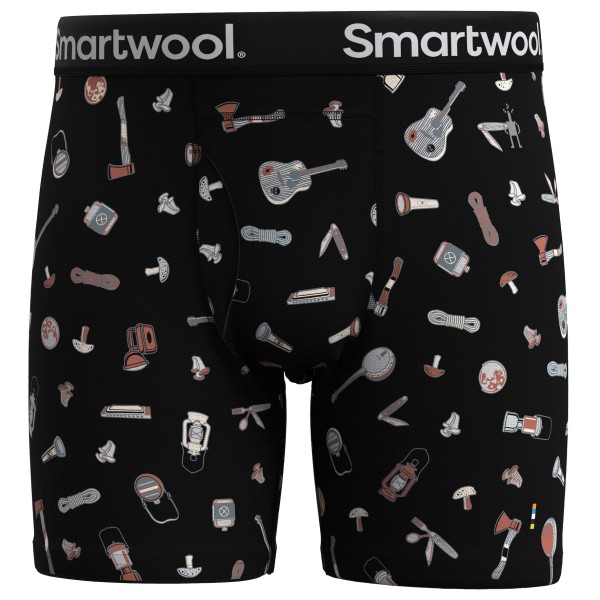 Smartwool - Merino Print Boxer Brief Boxed - Merinounterwäsche Gr S schwarz von SmartWool