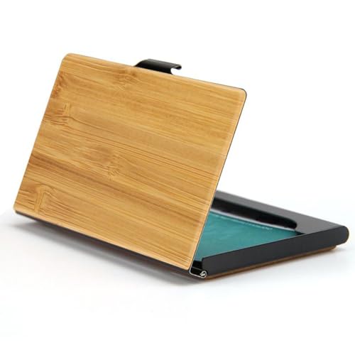Smartify Visitenkartenetui aus Bambusholz- Visitenkartenhalter aus Holz und Metall - Business Card Holder für Visitenkarten Herren und Damen - Visitenkartenbox & Card Holder in Geschenkbox für Büro von Smartify