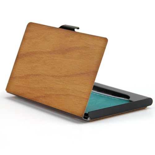 Smartify Visitenkartenetui aus Kirschholz - Visitenkartenhalter aus Holz und Metall - Business Card Holder für Visitenkarten Herren und Damen - Visitenkartenbox & Card Holder in Geschenkbox für Büro von Smartify
