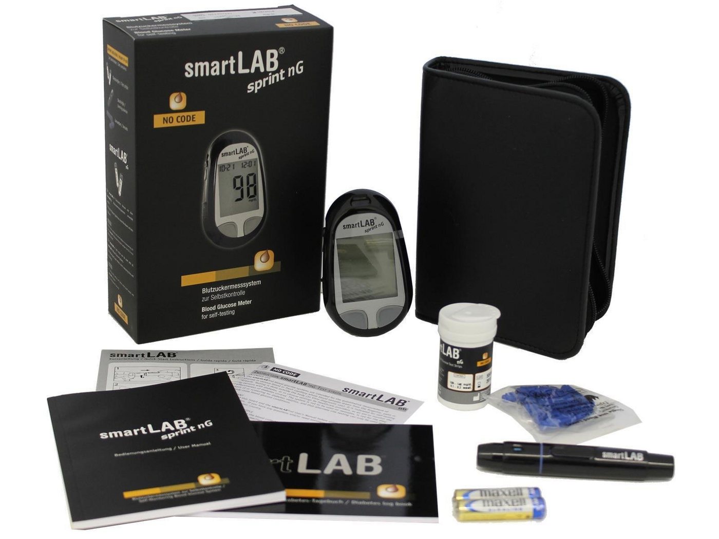 smartLAB Blutzuckermessgerät smartLAB sprint nG Blutzuckermessgerät Bundel mg/dL mit 50 Teststreife smartLAB Blutzuckermessgerät smartLAB sprint nG Blutzuckermessgerät Bundel mg/dL mit 50 Teststreife von Smartlab