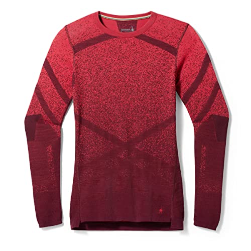 Smartwool Intraknit Thermo-Merino-Baselayer für Damen, mit Rundhalsausschnitt, Schwarz Kirsch-scharlachrot, Groß von Smartwool