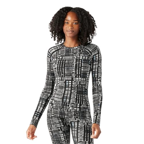 Smartwool Damen Merino 250 Base Layer Crew, Black Digi Plaid, X-Klein von Smartwool