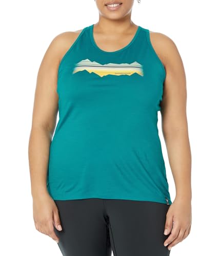 Smartwool Damen Mountain Horizon Merinowolle Grafik Tank Top (Regular Fit), Deep Lake, Mittel von Smartwool