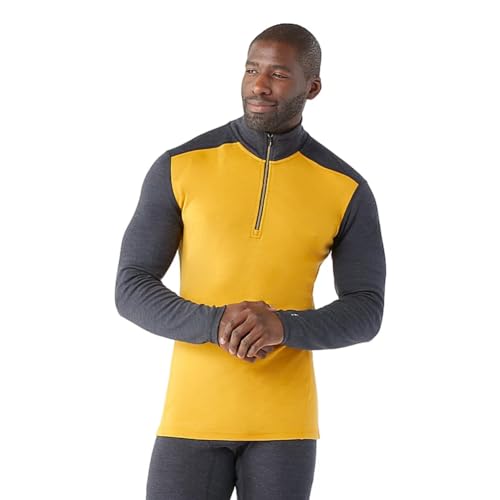 Smartwool M-SMW Merino 250 Baselayer 1/4 Zip, Anthrazit/Honiggold, Mittel von Smartwool