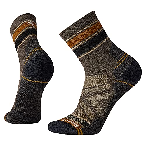 Smartwool Unisex Striped Hike Light Cushion Gestreifte Mid Crew Socken, Taupe von Smartwool