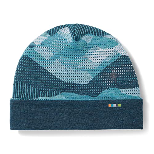 Smartwool Unisex-Erwachsene Damen Thermo-Merino-Mütze mit Bündchen, Twilight Blue Mountain Scape, Einheitsgröße von Smartwool