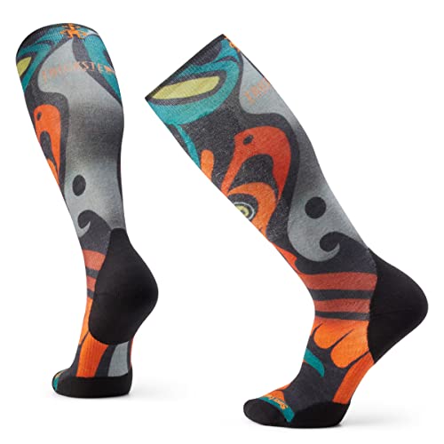 Smartwool Ski Targeted Cushion Merino Wool Over the Calf Socks for Men and Women — Custom Print by Trickster Company, Schwarz, Large von Smartwool