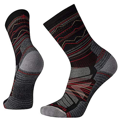 Smartwool Unisex Hike Light Cushion Mountain Range Pattern Crew Socks Hike Light Cushion Mountain Range Pattern Crew Socken, Black, von Smartwool