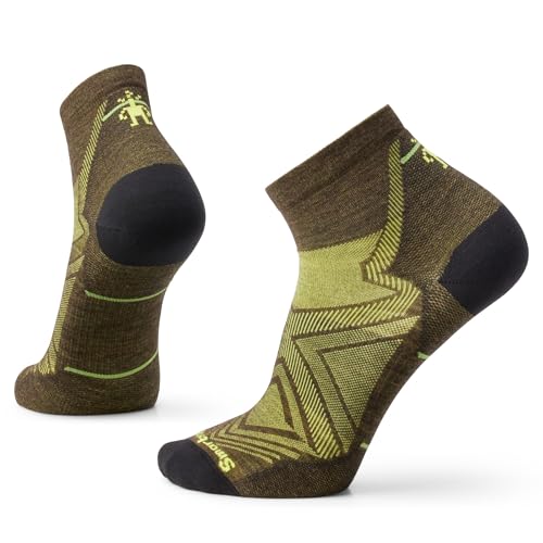 Smartwool Unisex Run Zero Cushion Ankle Socks Run Zero Cushion Knöchelsocken, Military Olive, von Smartwool
