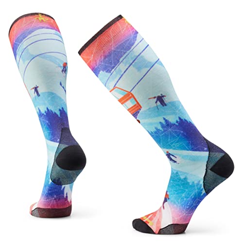 Smartwool Unisex Zero Cushion Ski Day Print OTC Socken, Laguna Blue, M von Smartwool