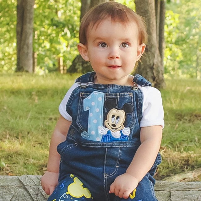 Babys Erster Geburtstag Micky Maus Overall Outfit, Appliziert von SmashingCupcakes