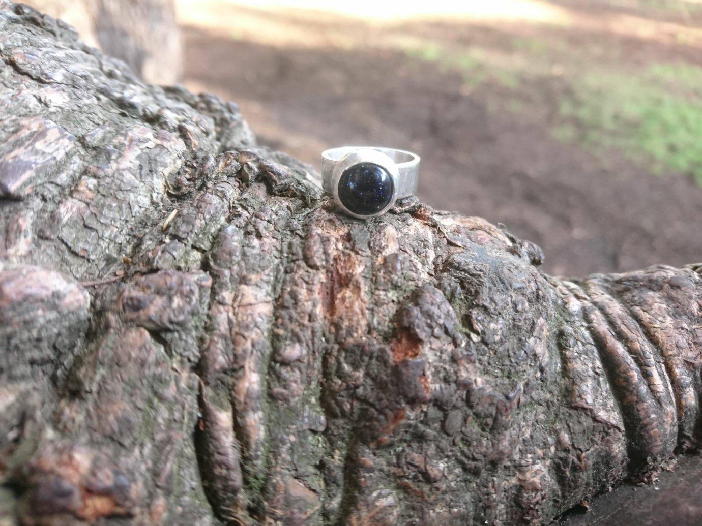 Blau Goldstone Runde Cabochon Edelstein, 925 Sterling Silber Statement Ring Blau Goldstone Runde Cabochon Edelstein, 925 Sterling Silber Statement Ring von SmashingMetals