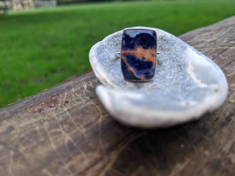 Orange Und Blau Sodalite Cabochon Edelstein 925 Sterling Silber Ring Gepunzt von SmashingMetals