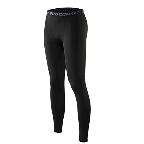 Smatstyle Kompressionshose Herren Sport Leggings Laufhose Lang Tight Atmungsaktiv Baselayer Leggings Trainingshose für Fitness Joggen Basketball (as3, Alpha, l, Regular, Regular, Reines Schwarz) von Smatstyle