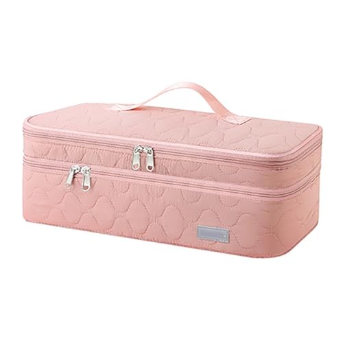 Smbcgdm Premium Hair Styling Essentials Organizer Trockner Aufbewahrungstasche, doppellagiger Lockenstab mit Reißverschluss, Werkzeugtasche für Zuhause, Rosa von Smbcgdm