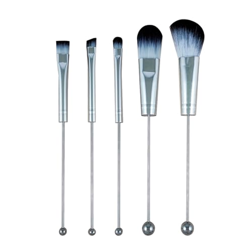 Smbcgdm Professionelles Make-up-Pinsel-Set, Kunstfaser, modische Perlen, Aluminiumrohr-Griff, weiche Borsten, Lidschatten, Foundation, Rouge, multifunktional, Silber von Smbcgdm