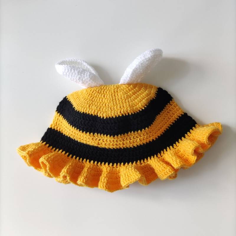 Süßer Biene Sommerhut, Bienenhut, Hut Für Kinder Und Erwachsene, Häkelhut, Crochet Bee Bucket Hat von SmetankaArt