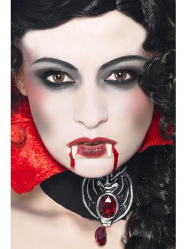 Smiffys Vampir Make-up Set, mit Fangzähnen, Schwamm, Gesichtsfarbe und Blut in Tube von Smiffys