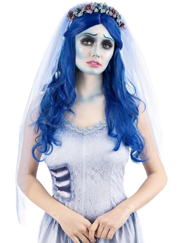 Smiffys Corpse Bride Emily, Perücke, Lang und gewellt von Smiffys