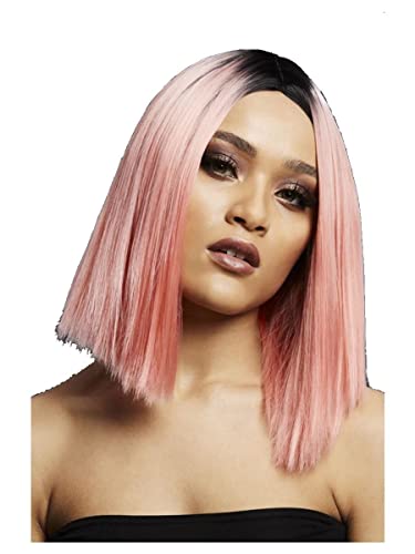 Fever Kylie Wig, Two Toned Blend, Coral Pink - Fever Kylie Wig, Two Toned Blend, Coral Pink, Inverted Long Bob, Centre Parting, 37cm/ 15in - von Smiffys