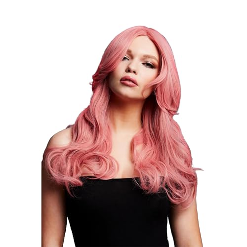 Smiffys Fever Nicole Perücke, einfarbig, Aschrosa, Weiche Welle, Seitenscheitel, 66 cm von Smiffys