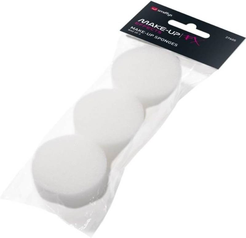 Smiffys Make-up Schwamm Smiffys 3er Pack Make-Up FX Essentials, Foam Cosmetic Sponges, Weiß von Smiffys