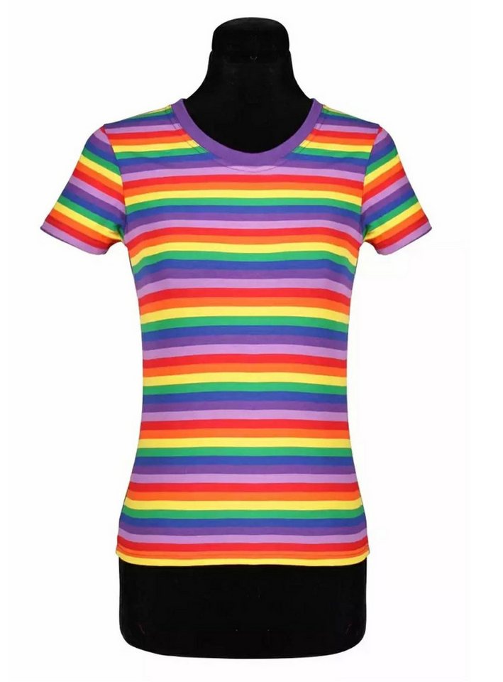 Smiffys T-Shirt Damen Ringelshirt kurzarm bunt – alltagstauglich Gestreiftes Shirt für Karneval und Alltag – qualitativ entsprechend von Smiffys