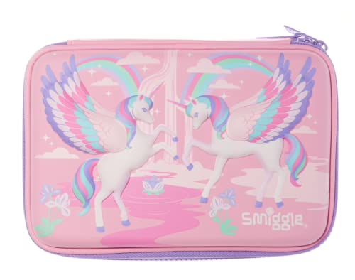 Smiggle Federmäppchen 3D Hardtop Einzelfach ('Livy' Pink Unicorns), Lila & Rosa Einhörner, Hartschalen-Federmäppchen von Smiggle