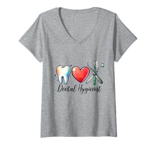 Damen Dentalhygieniker Zahnarzt Assistent Love T-Shirt mit V-Ausschnitt Damen Dentalhygieniker Zahnarzt Assistent Love T-Shirt mit V-Ausschnitt von Smile Care Apparel