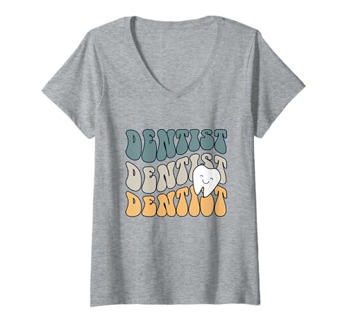 Damen Lustiges Zahnarzt-Design mit verspieltem Zahn für T-Shirt mit V-Ausschnitt von Smile Crew