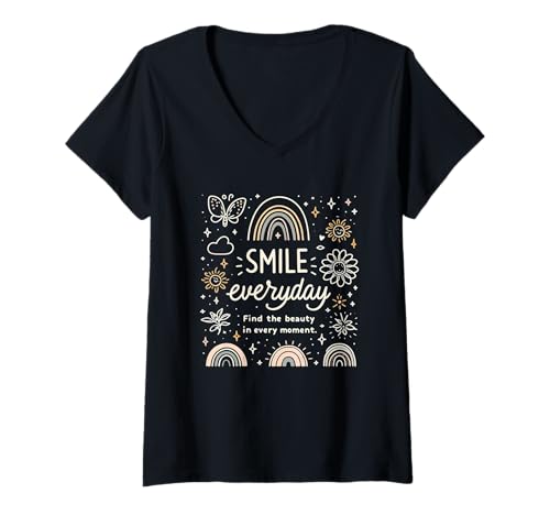 Damen Lächle jeden Tag, finde die Schönheit in jedem Moment Liebe positiv T-Shirt mit V-Ausschnitt Damen Lächle jeden Tag, finde die Schönheit in jedem Moment Liebe positiv T-Shirt mit V-Ausschnitt von Smile Everyday Find The Beauty In Every Moment Kid