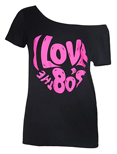 Smile Fish 80er Jahre Kleidung Damen Top ich Liebe 80er Jahre l?ssig ¨¹bergro?e Damen Retro Parteien T Shirt Top£¨Black-2,XL£© von Smile Fish