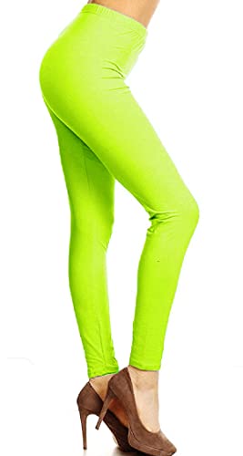 Smile Fish 80er Jahre bedruckte Leggings weiche dehnbare Strumpfhose Leggings für Damen, Neongrün, M von Smile Fish