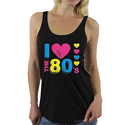 Smile Fish Frauen 80er Jahre Kost¨¹m Tank Top ich Liebe 80er Jahre l?ssig ¨¹bergro?e Damen Retro Parteien T Shirt Weste Top(1-XL) von Smile Fish