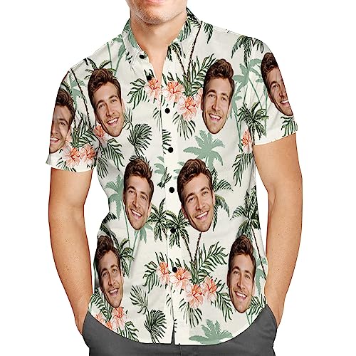 Personalisiert Herren Hawaiihemd mit Gesicht Foto Sommer Obst Floral Meer Urlaub Strand Aloha Shirt für Männer Ehemann Freund von Smile lab