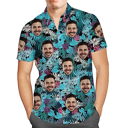 Personalisiert Herren Hawaiihemd mit Gesicht Foto Sommer Obst Floral Meer Urlaub Strand Aloha Shirt für Männer Ehemann Freund von Smile lab