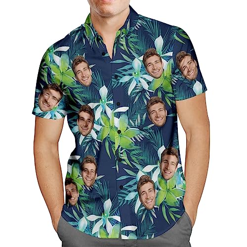 Personalisiert Herren Hawaiihemd mit Gesicht Foto Sommer Obst Floral Meer Urlaub Strand Aloha Shirt für Männer Ehemann Freund von Smile lab