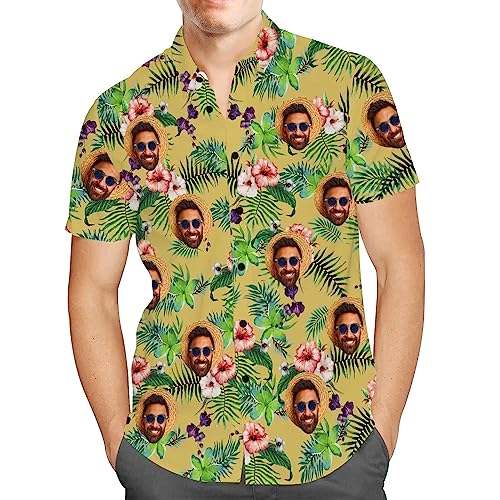 Personalisiert Herren Hawaiihemd mit Gesicht Foto Sommer Obst Floral Meer Urlaub Strand Aloha Shirt für Männer Ehemann Freund von Smile lab