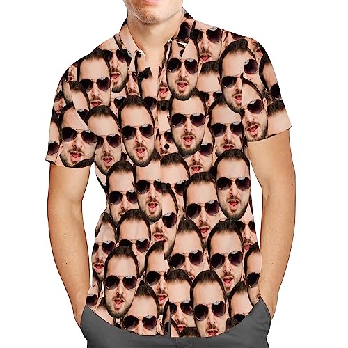 Personalisiert Herren Hawaiihemd mit Gesicht Foto Sommer Obst Floral Meer Urlaub Strand Aloha Shirt für Männer Ehemann Freund von Smile lab