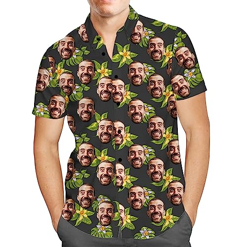 Personalisiert Herren Hawaiihemd mit Gesicht Foto Sommer Obst Floral Meer Urlaub Strand Aloha Shirt für Männer Ehemann Freund von Smile lab